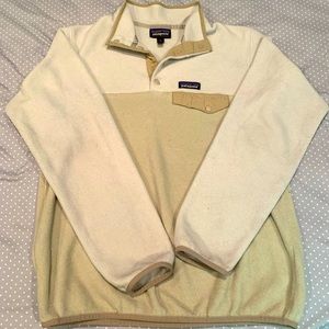 Tan and light brown buttoned Patagonia fleece